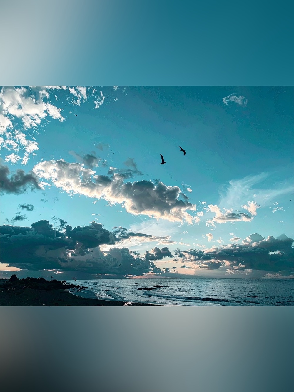 Coastal Teal Seascape Photography Print - Serene Blue Sky Wall Art